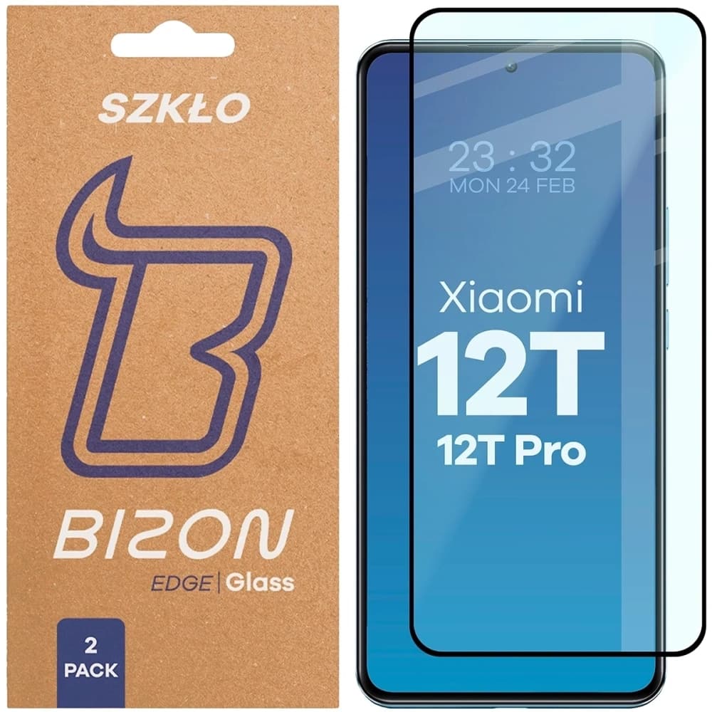 Bizon Glass Edge Duo Xiaomi 12T / 12T Pro schwarzer Rahmen [2 PACK] - 1