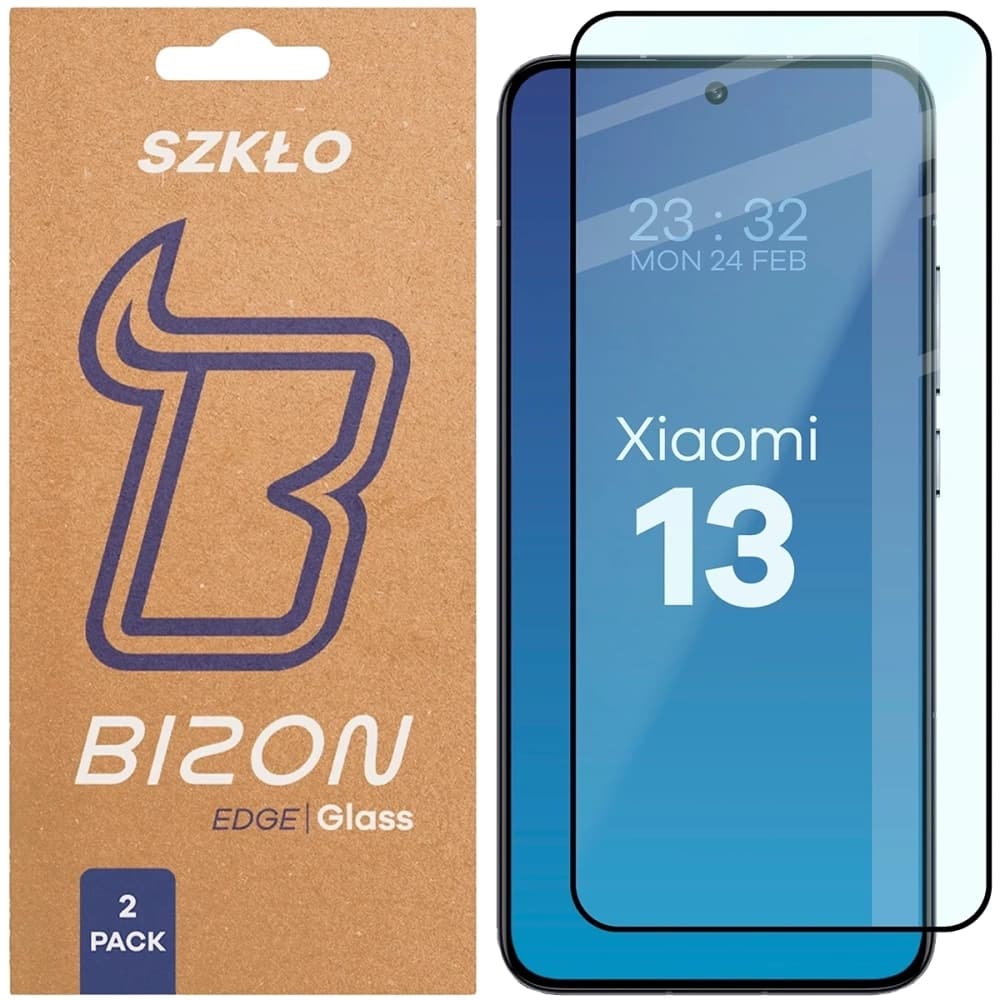 Bizon Glass Edge Duo Xiaomi 13 schwarzer Rahmen [2 PACK] - 1