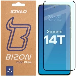 Szkło hartowane Bizon Glass Edge Duo do Xiaomi 14T czarna ramka [2 PACK]