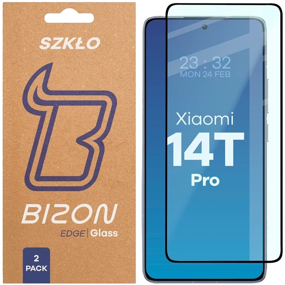Bizon Glass Edge Duo Xiaomi 14T Pro black frame [2 PACK] - 1