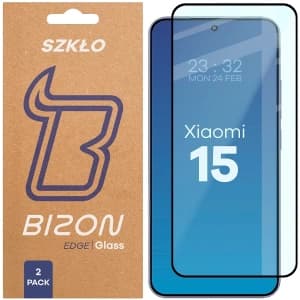 Bizon Glass Edge Duo Xiaomi 15 black frame [2 PACK]