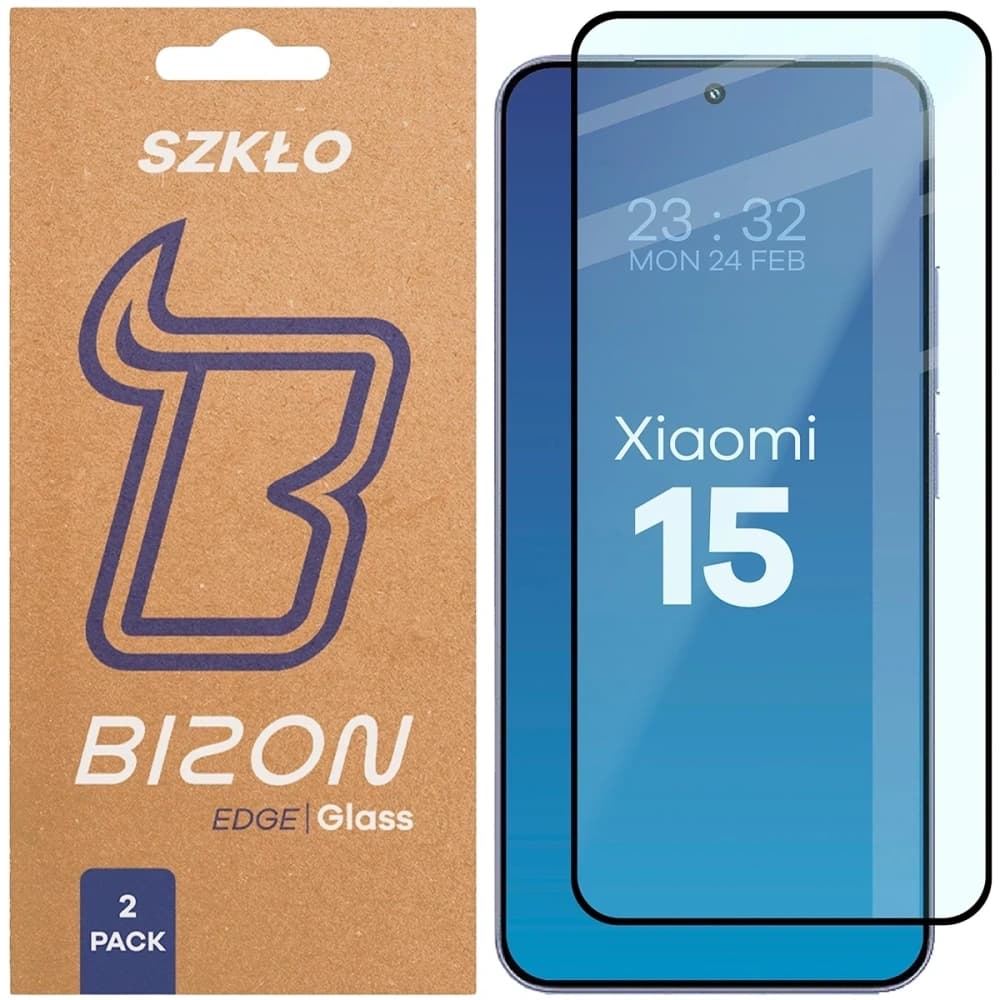 Bizon Glass Edge Duo Xiaomi 15 schwarzer Rahmen [2 PACK] - 1