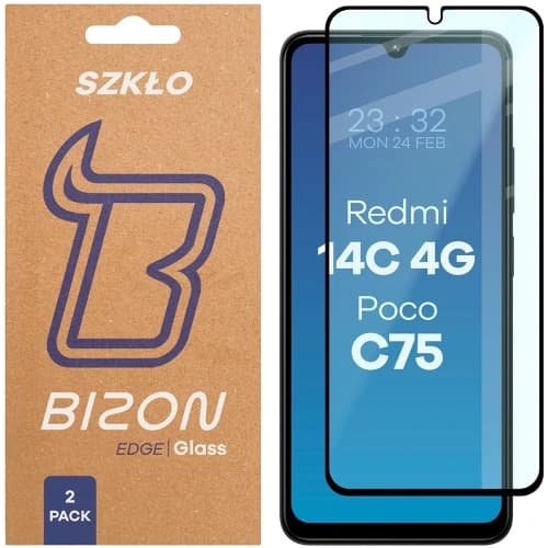 Bizon Glass Edge Duo Xiaomi Redmi 14C 4G / POCO C75 black frame [2 PACK]