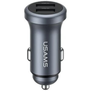 USAMS CC320 Aluminium Car Charger 2.4A 2xUSB-A tarnish