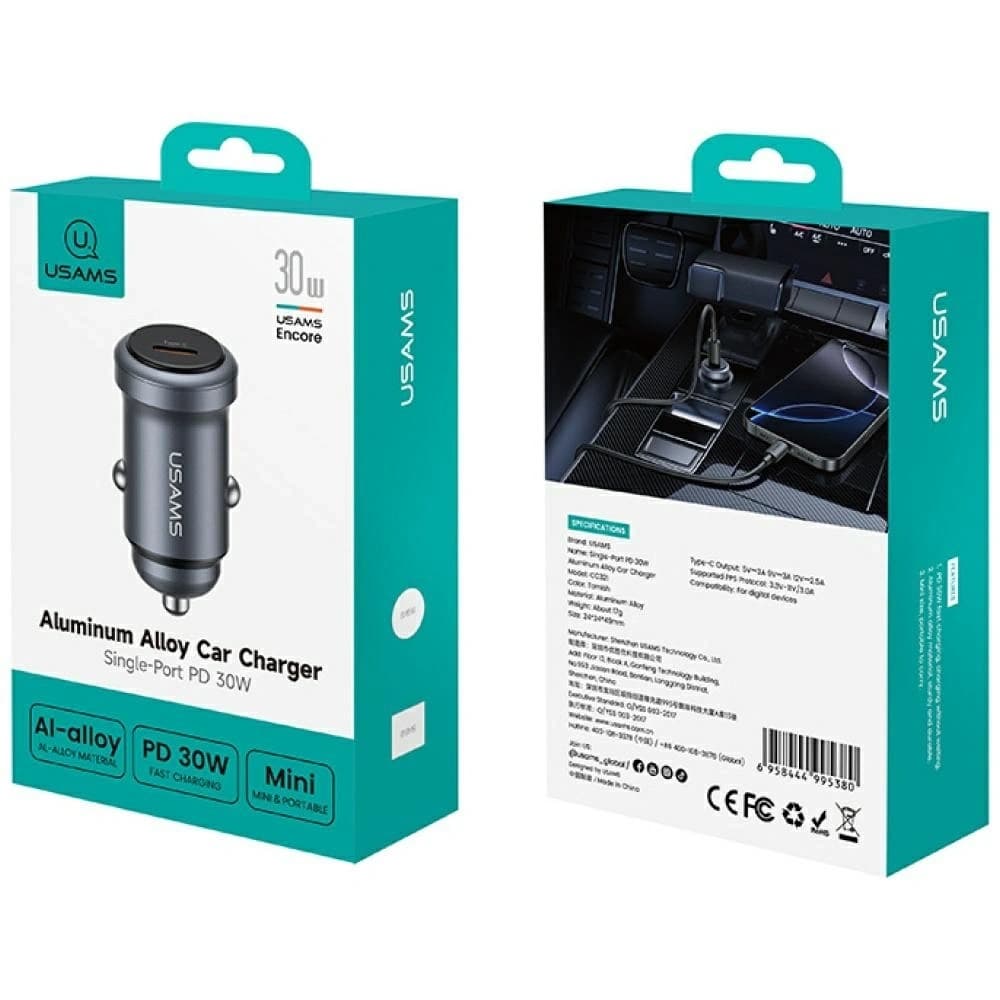 USAMS CC321 Aluminium 30W USB-C PD Car Charger tarnish - 5
