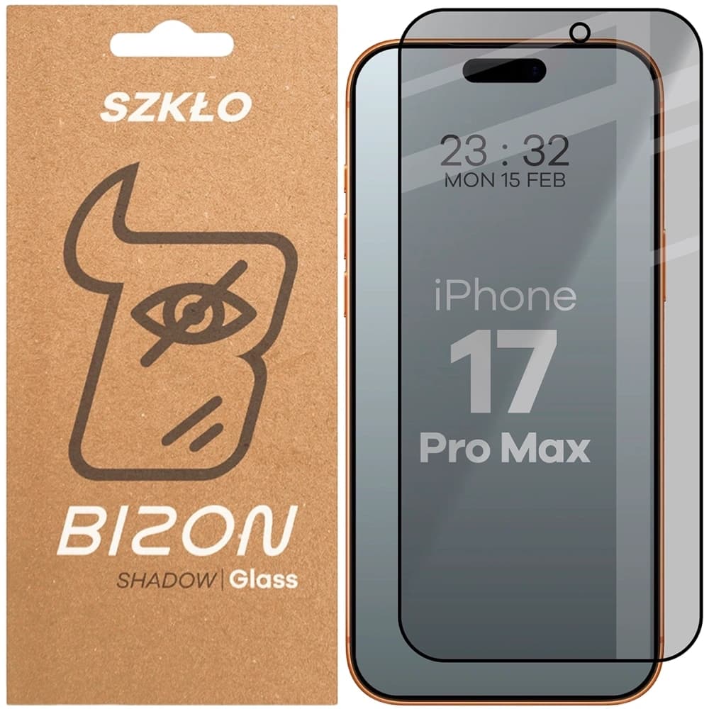 Bizon Glass Edge Shadow Apple iPhone 17 Pro Max getönt mit einem schwarzen Rahmen - 1