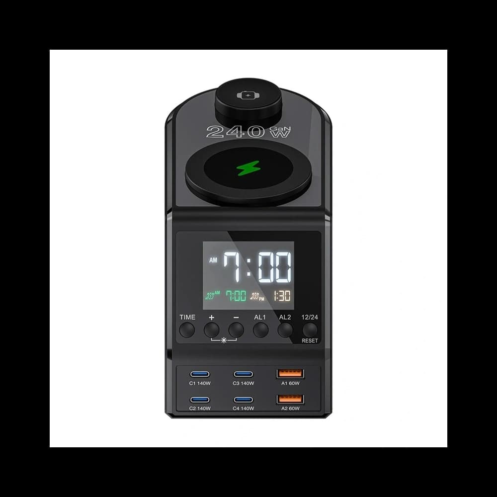 Blitzwolf BW-FW10 Alarm clock with wireless charger 2xUSB-A 60W, 4xUSB-C 120W, for phone, watch - 2