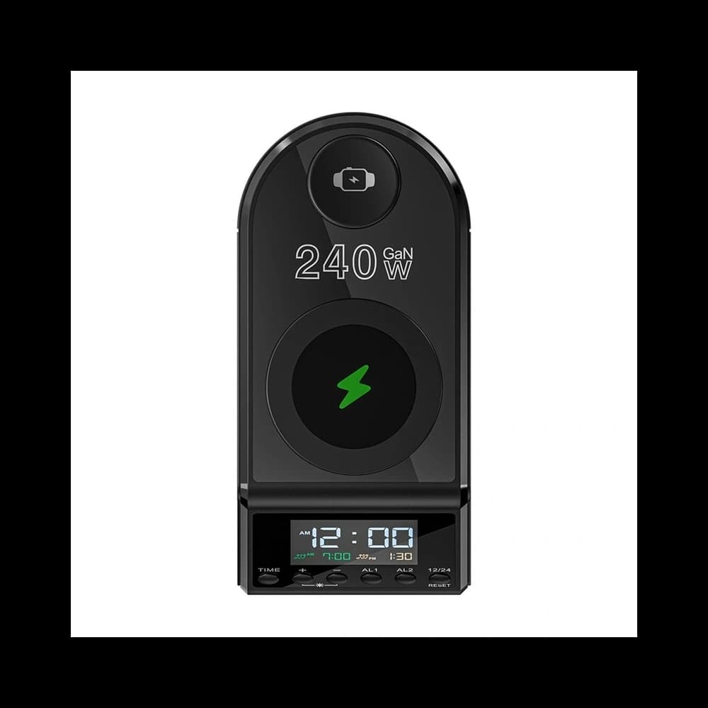 Blitzwolf BW-FW10 Alarm clock with wireless charger 2xUSB-A 60W, 4xUSB-C 120W, for phone, watch - 5