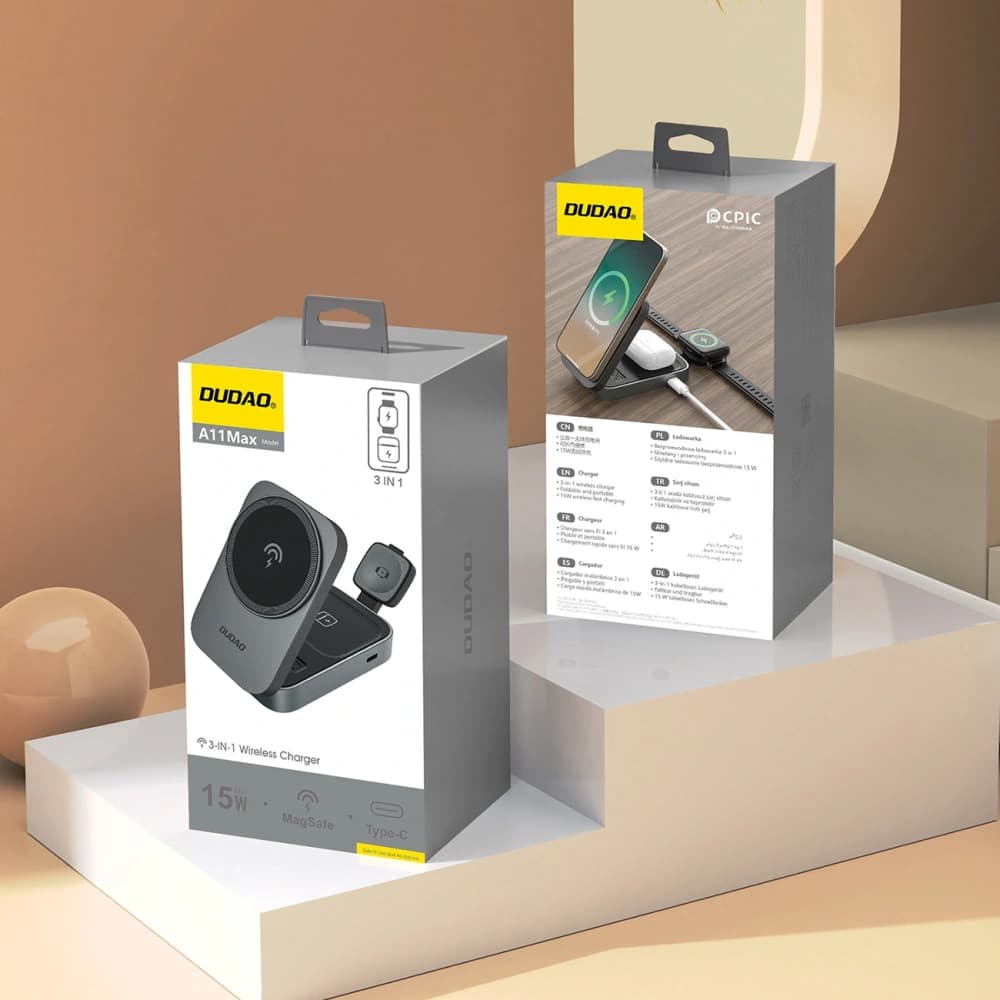 Stacja ładująca 3 w 1 Dudao A11 Max indukcyjna kompatybilna z MagSafe - szara - 2