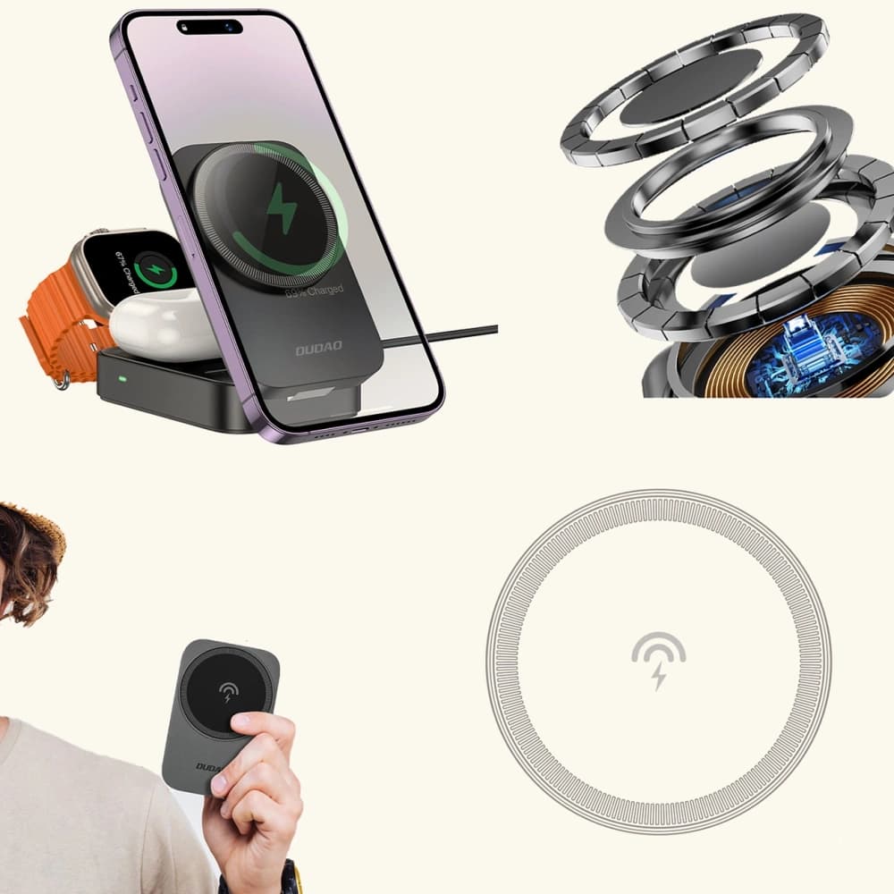 Stacja ładująca 3 w 1 Dudao A11 Max indukcyjna kompatybilna z MagSafe - szara - 4
