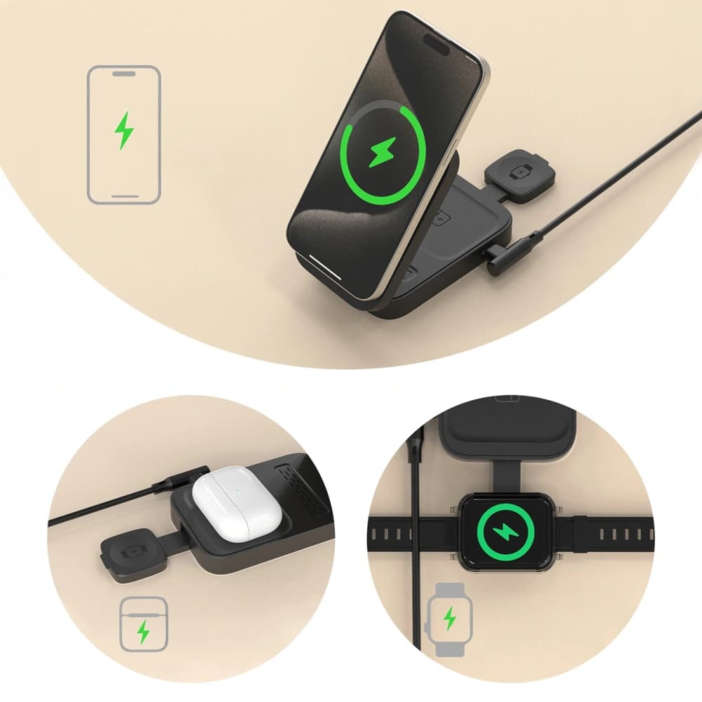 Stacja ładująca 3 w 1 Dudao A11 Max indukcyjna kompatybilna z MagSafe - szara - 6