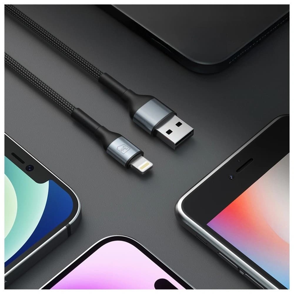 Kabel 3MK Hyper Cable N-SERIES USB-A do  Lightning 1m 5V/2.4A 12W czarny - 3