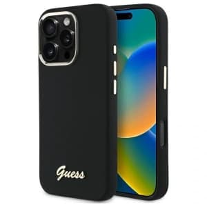 Guess Apple iPhone 16 Pro Max hardcase Silicone Script Metal Logo & Frame black