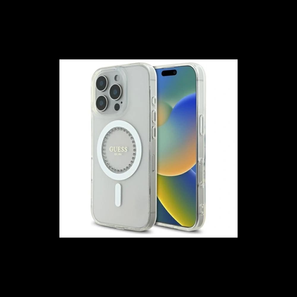 Guess Apple iPhone 16 Pro hardcase IML Rhinestones MagSafe white - 1