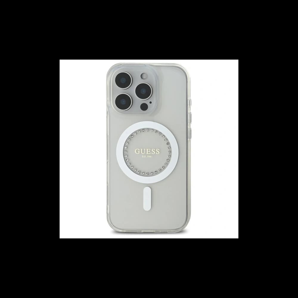Guess Apple iPhone 16 Pro hardcase IML Rhinestones MagSafe white - 3