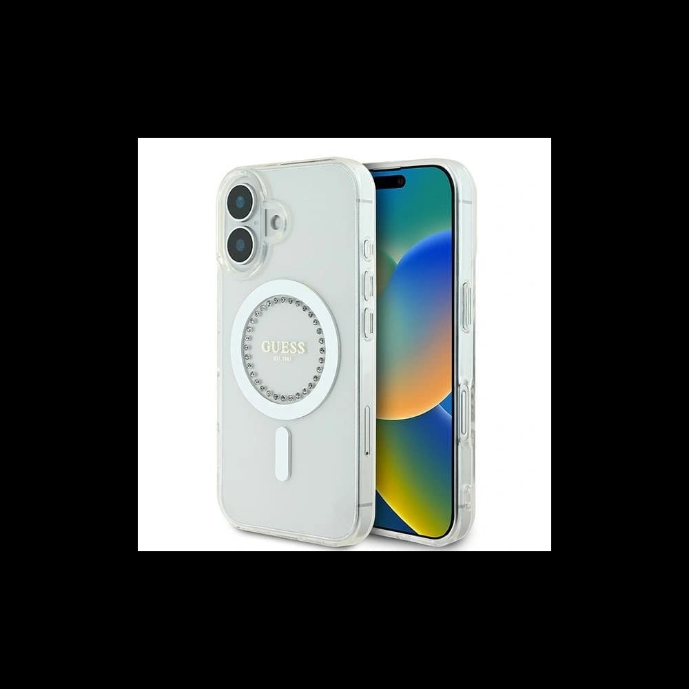 Guess Apple iPhone 16 Plus hardcase IML Rhinestones MagSafe white - 1