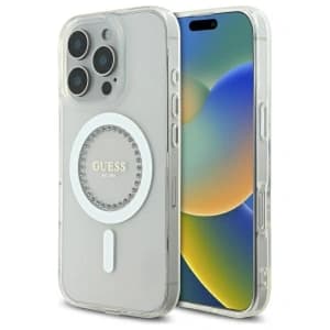 Guess Apple iPhone 16 Pro Max hardcase IML Rhinestones MagSafe white