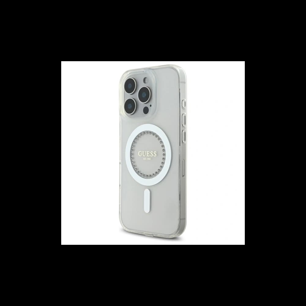 Guess Apple iPhone 16 Pro Max hardcase IML Rhinestones MagSafe white - 2