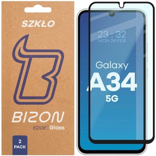 Bizon Glass Edge Duo Samsung Galaxy A34 5G black frame [2 PACK]