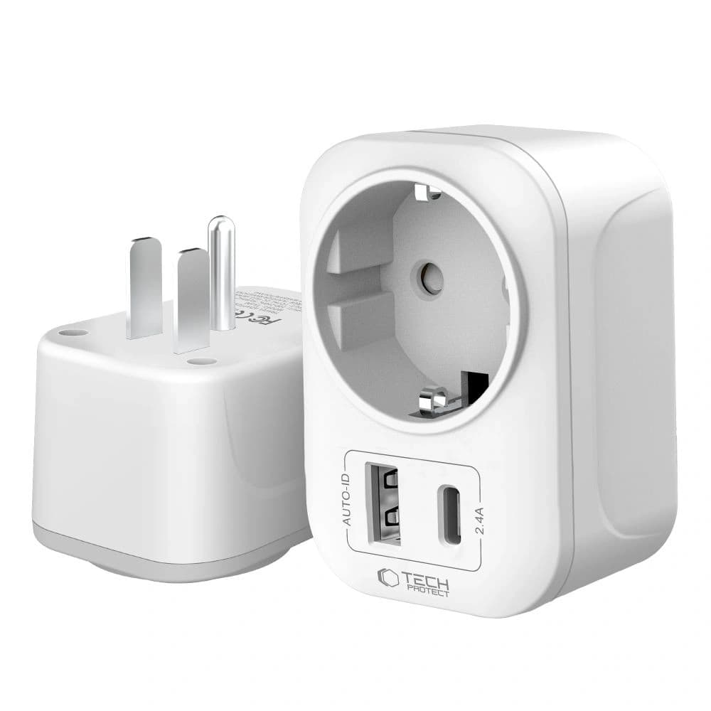 Tech-Protect TA100 Travel Adapter US / EU White - 3