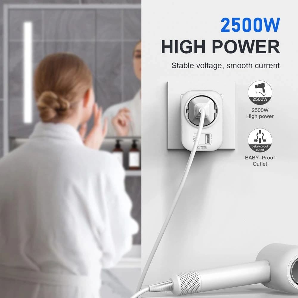 Tech-Protect TA100 Travel Adapter US / EU White - 4