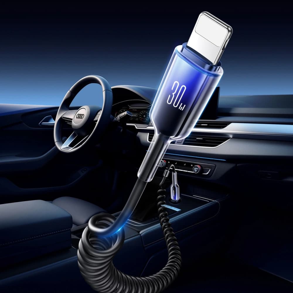 [CR] Joyroom S-A43 Crystal-Clear Series 30W USB-C / Lightning 1.5m Black Spiral Cable - 3