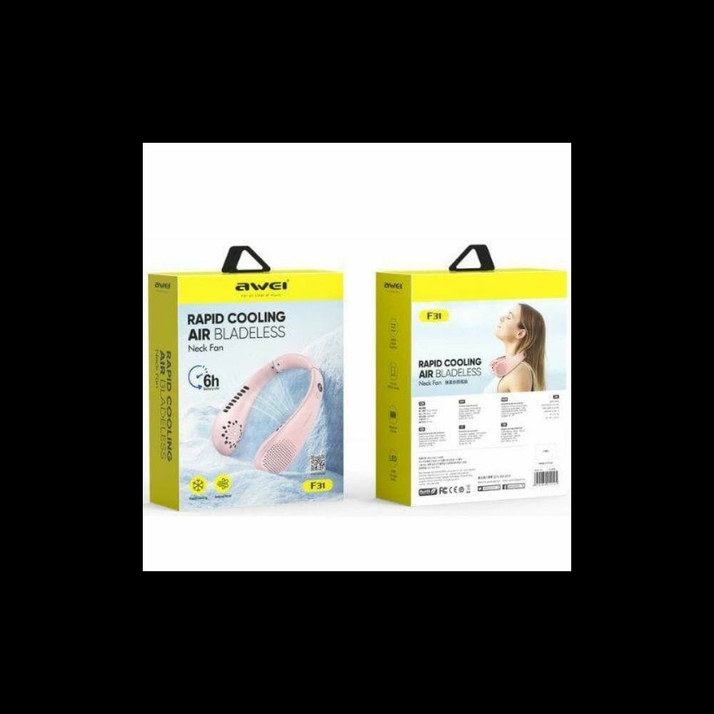 AWEI F31 Tragbarer Halsventilator 1200mAh Rosa - 2