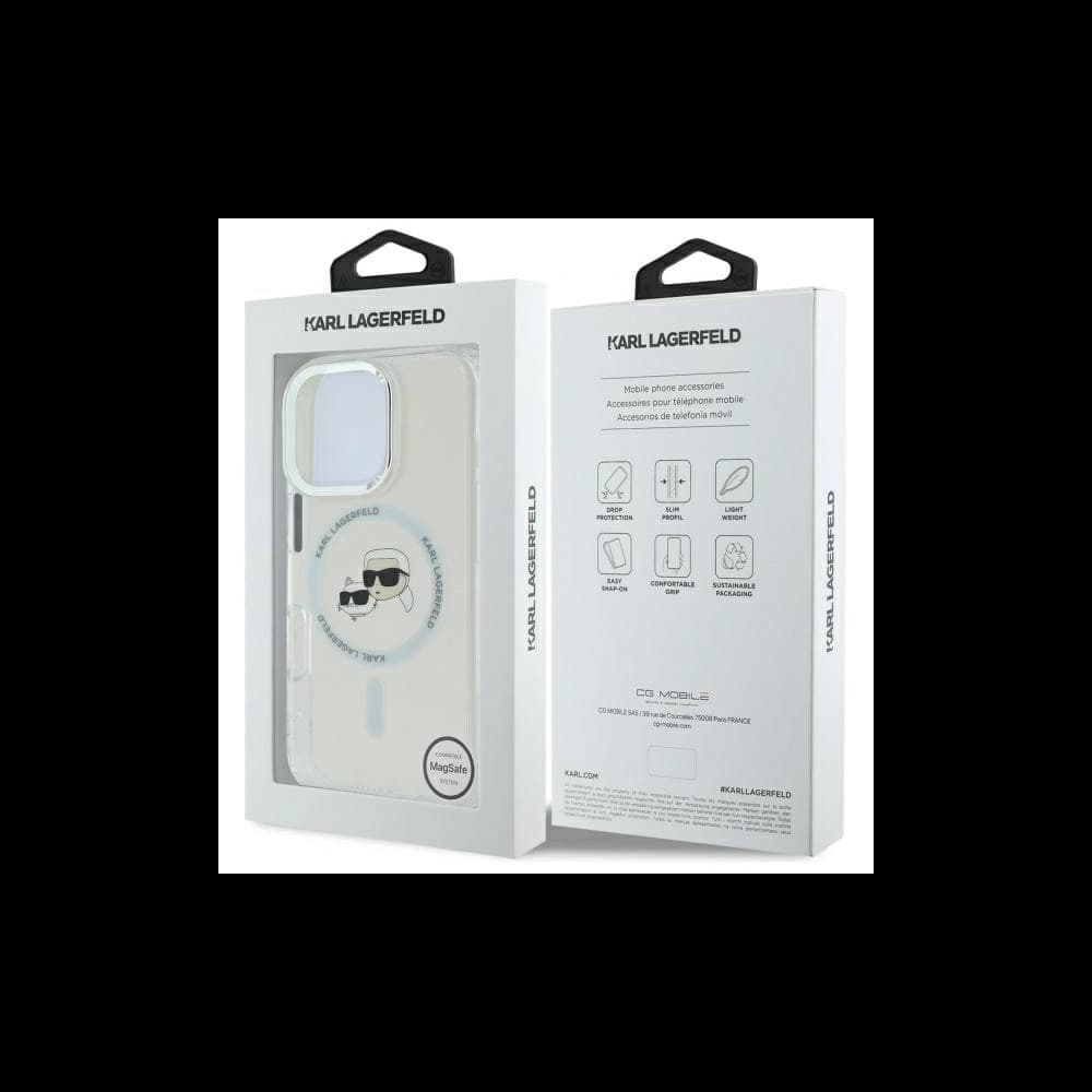Karl Lagerfeld Apple iPhone 16 Pro hardcase IML Metal Karl&Choupette Head MagSafe white - 8
