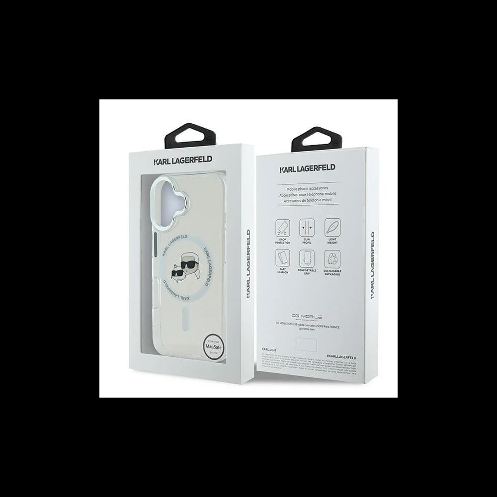 Karl Lagerfeld Apple iPhone 16 Plus Hardcase IML Metall Karl&Choupette Kopf MagSafe weiß - 8