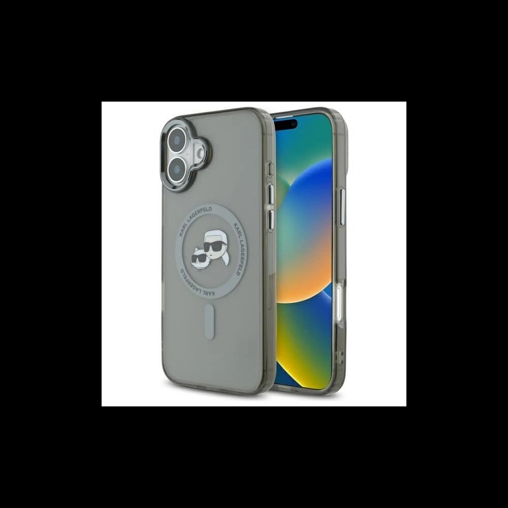 Karl Lagerfeld Apple iPhone 16 Plus Hardcase IML Metall Karl&Choupette Kopf MagSafe schwarz - 1