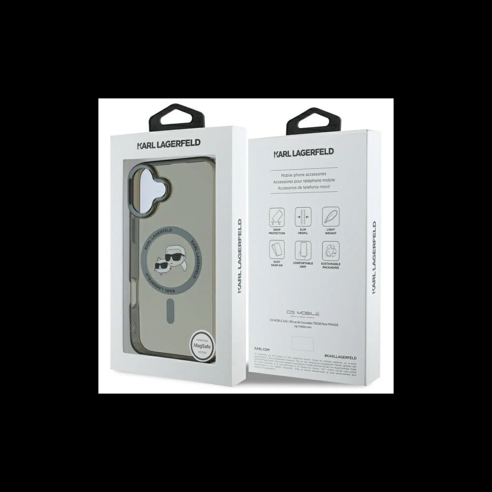 Karl Lagerfeld Apple iPhone 16 Hardcase IML Metall Karl&Choupette Kopf MagSafe schwarz - 8
