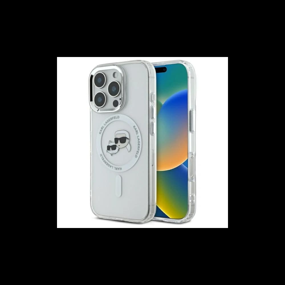 Karl Lagerfeld Apple iPhone 16 Pro Max hardcase IML Metal Karl&Choupette Head MagSafe white - 1