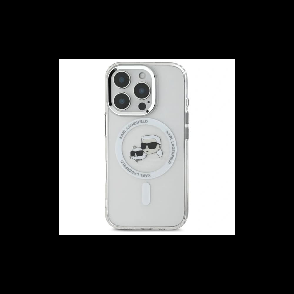 Karl Lagerfeld Apple iPhone 16 Pro Max hardcase IML Metal Karl&Choupette Head MagSafe white - 3