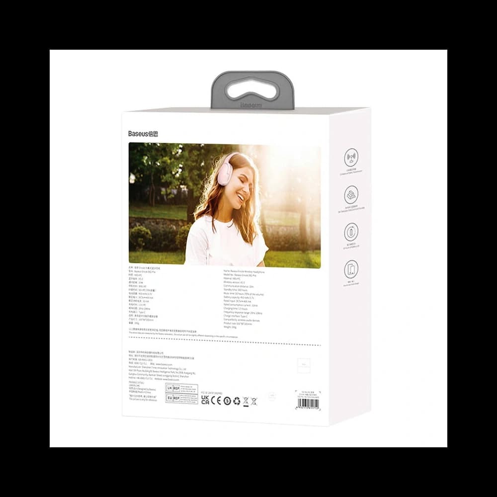 Baseus Encok D02 PRO Kabellose Over-Ear Kopfhörer Bluetooth 5.0 (Rosa) - 9
