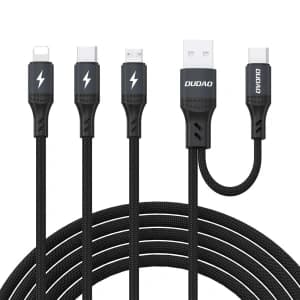 Dudao L3W USB-A / USB-C Lightning / USB-C / MicroUSB Kabel 66W schwarz