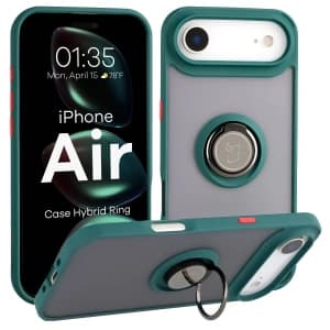 Bizon Case Hybrid Ring Apple iPhone Air smoky with a dark green frame