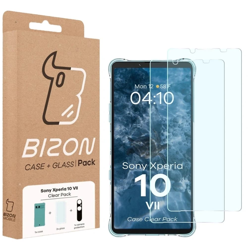 Bizon Case Clear Pack case + 2x tempered glass + lens glass Sony Xperia 10 VII - 10