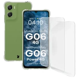 Bizon Case Clear Pack Hülle + 2x Displayschutzfolie Motorola Moto G06 4G / G06 Power 4G