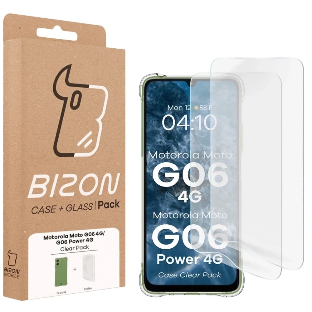 Bizon Case Clear Pack Hülle + 2x Displayschutzfolie Motorola Moto G06 4G / G06 Power 4G - 9