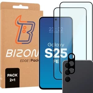 Bizon Edge Pack 2x screen glass + camera glass Samsung Galaxy S25 FE