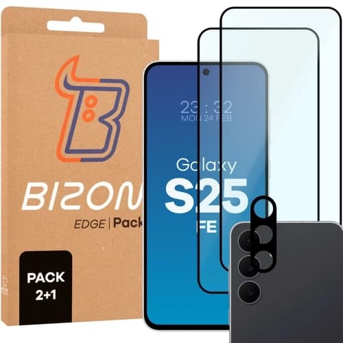 Bizon Edge Pack 2x screen glass + camera glass Samsung Galaxy S25 FE