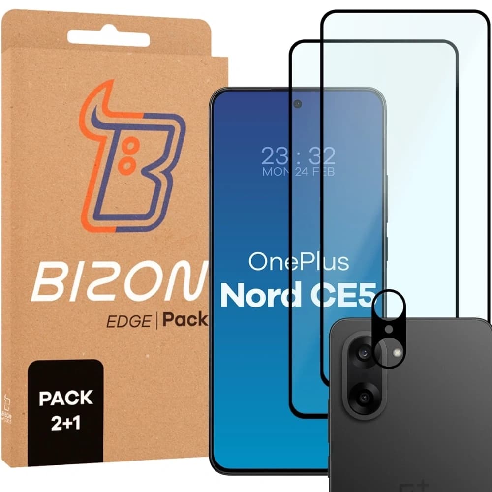 Bizon Edge Pack 2x screen glass + camera glass OnePlus Nord CE5 5G - 1