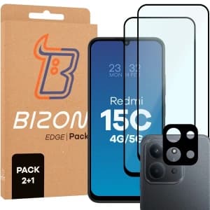Bizon Edge Pack 2x Bildschirmglas + Kameraglas Xiaomi Redmi 15C 4G / 5G