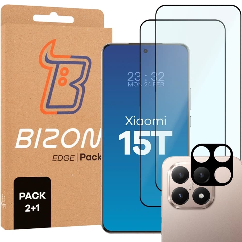 Bizon Edge Pack 2x Bildschirmglas + Kameraglas für Xiaomi 15T - 1