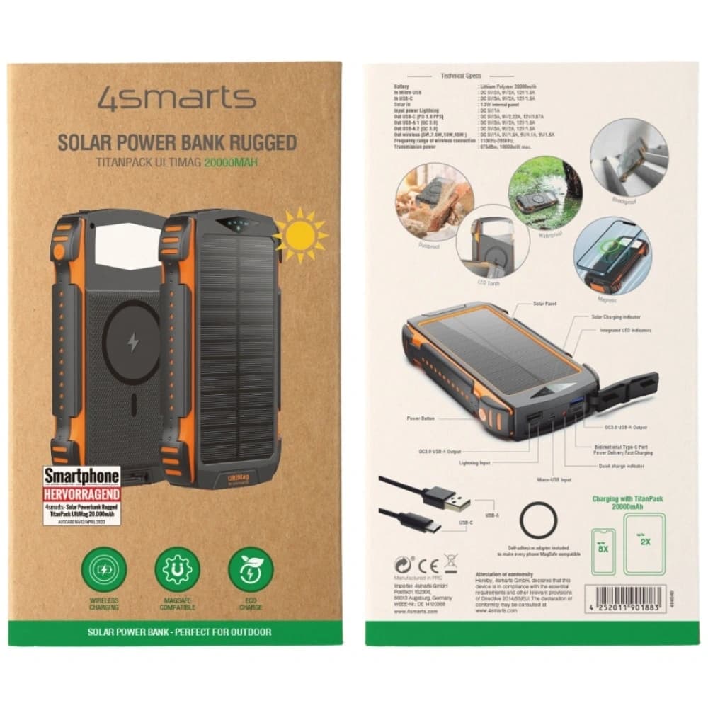 4smarts TitanPack Rugged UltiMag 20000mAh Solar Power Bank schwarz - 2
