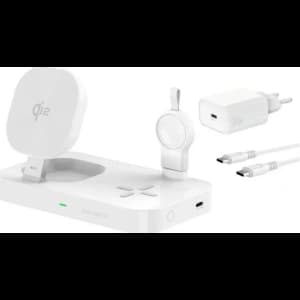 4smarts Qi2 Trident Ladestation mit Galaxy Watch Ladegerät Weiß