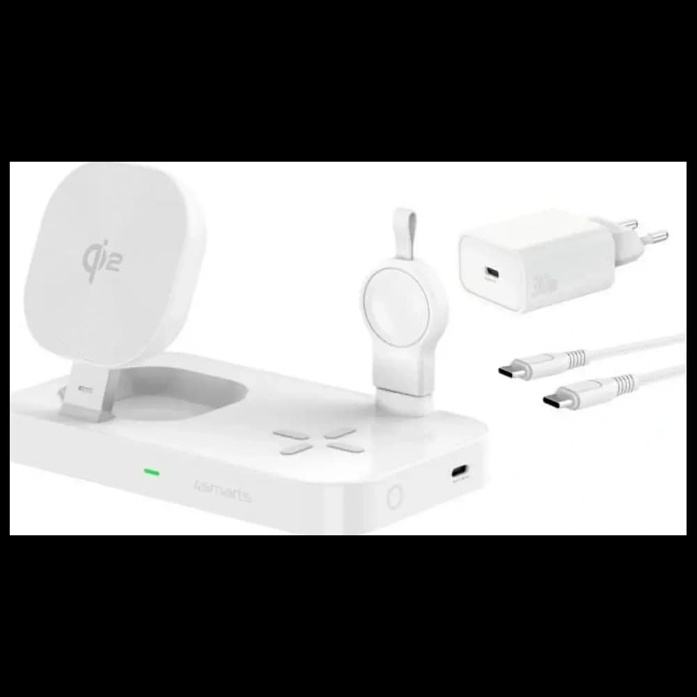 4smarts Qi2 Trident Ladestation mit Galaxy Watch Ladegerät Weiß - 1