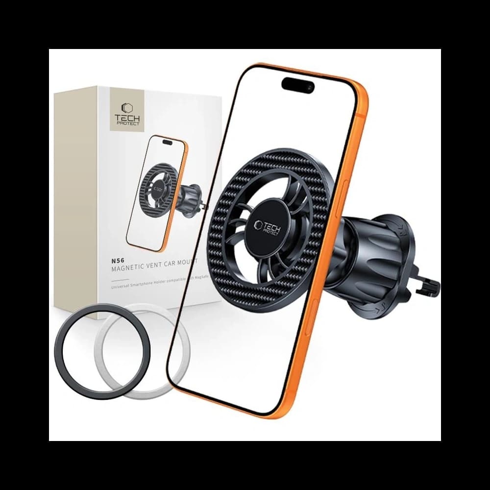 Magnetyczny uchwyt samochodowy do kratki nawiewu Tech-Protect N56 Magnetic MagSafe Vent Car Mount Carbon Black - 1