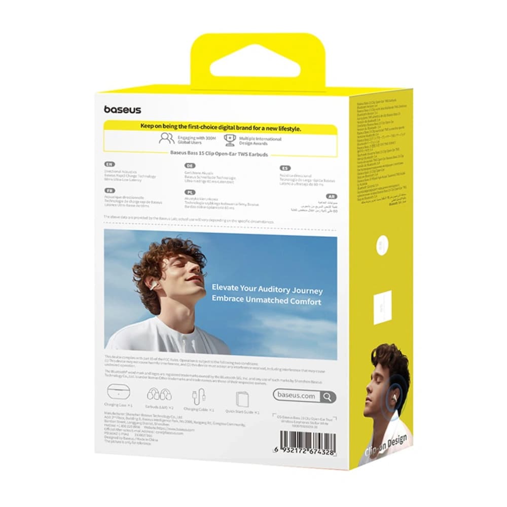Baseus Bass 15 Clip OWS Kabellose Kopfhörer + Baseus Simple USB-C 3A 30cm Kabel Weiß - 7