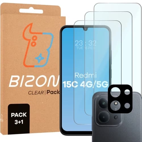 Bizon Clear 3x screen glass + camera glass Xiaomi Redmi 15C 4G / 5G
